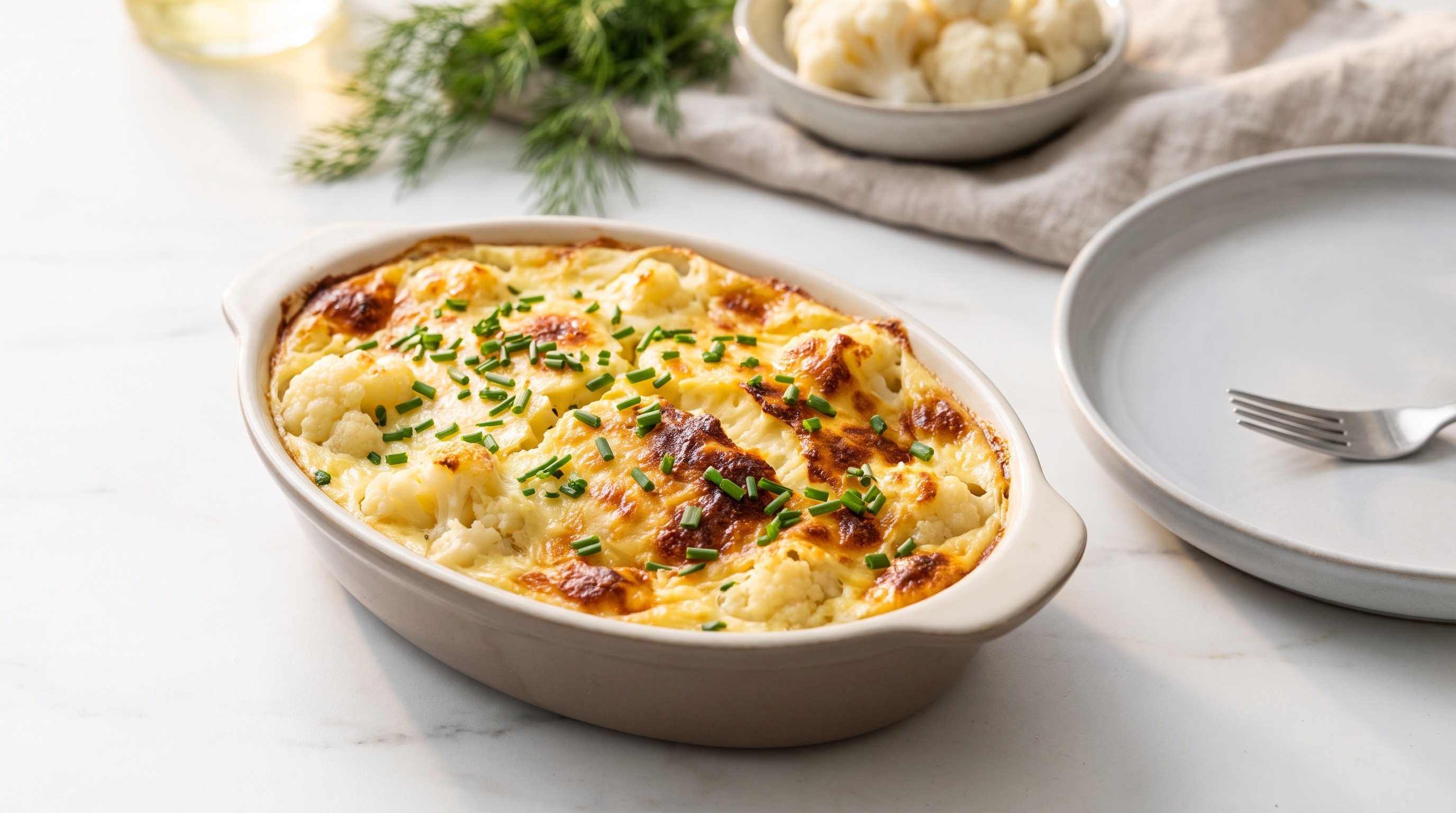 Blomkålsgratäng — Švédský květákový gratin s vaječným krémem - Nízkoglykemický recept