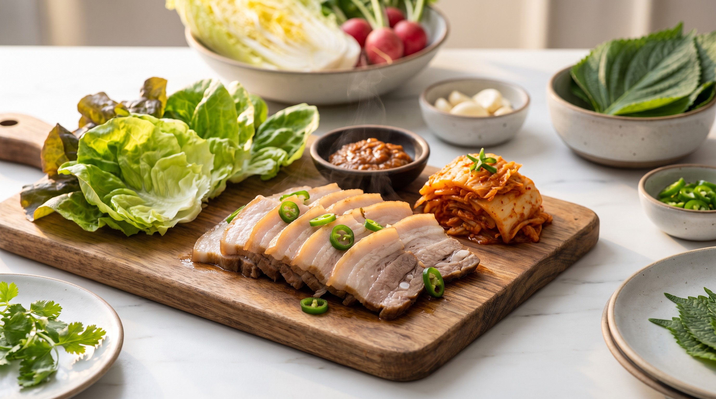 Bossam — Koreanske salatwraps med langtidssimret svinebryst - Lav-glykæmisk opskrift