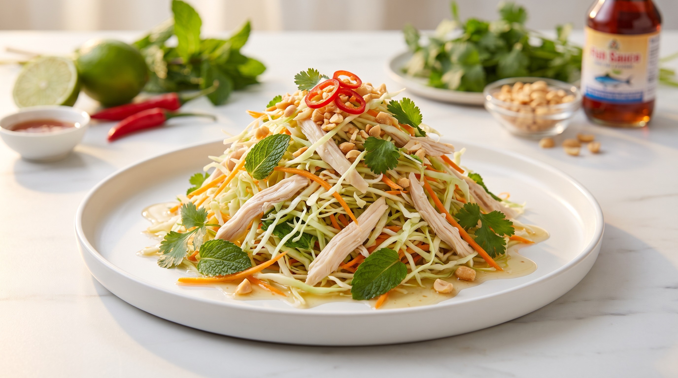 Gỏi Gà — Vietnamesisk salat med strimlet kylling og kål - Lavglykemisk oppskrift