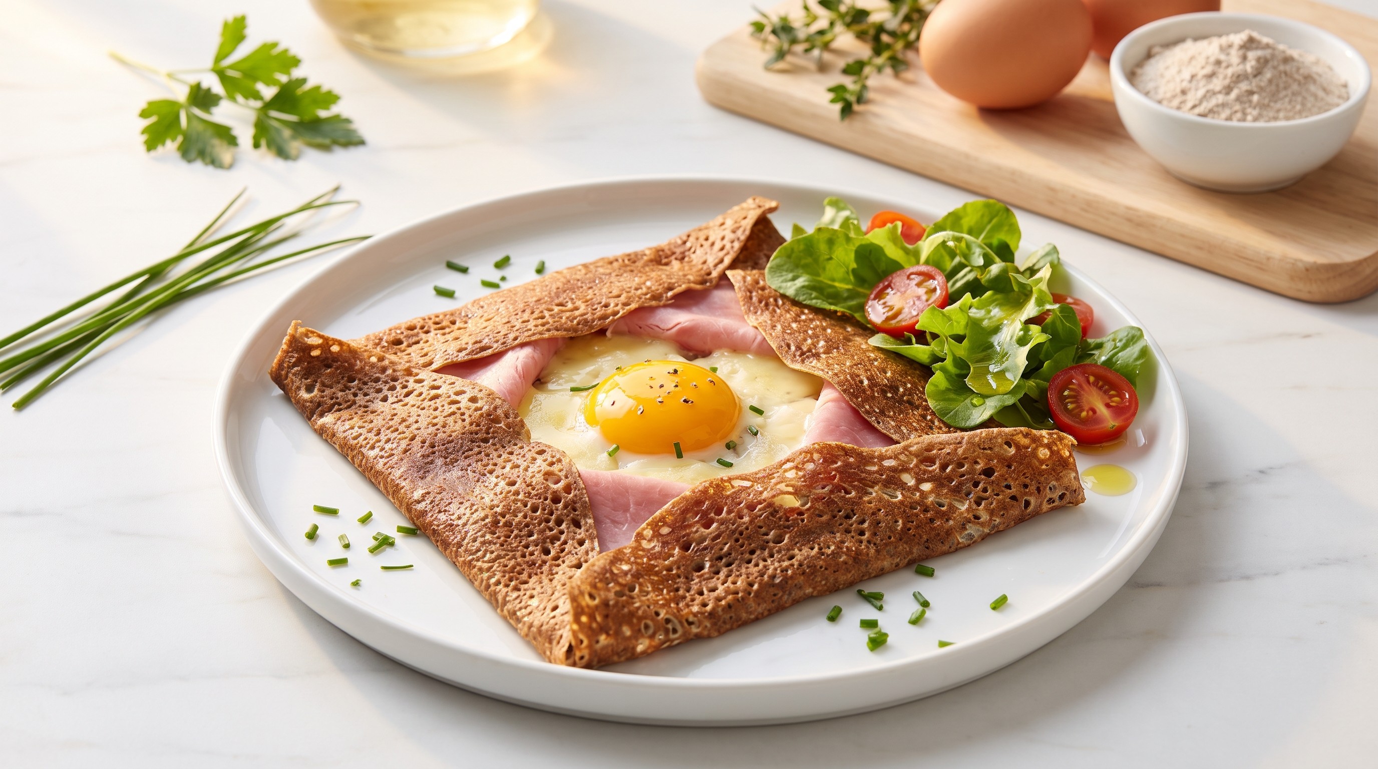 Galette Complète (Galette de sarrasin au jambon, œuf et gruyère) - Recette à faible indice glycémique
