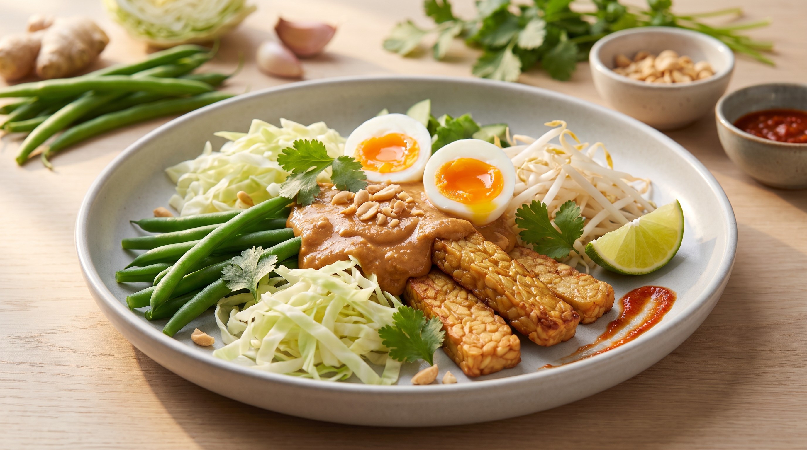 Gado-Gado Baixo IG com Tempeh e Ovo - Receita de Baixo Índice Glicêmico
