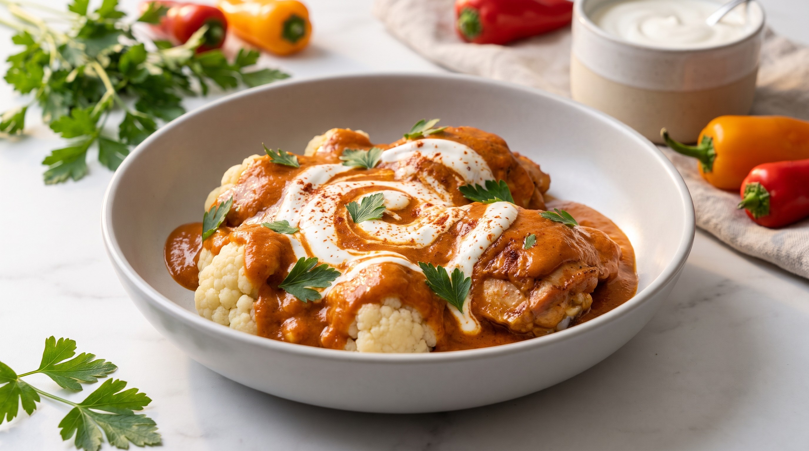 Låg-GI Paprikás Csirke med blomkål - Låg Glykemiskt Recept
