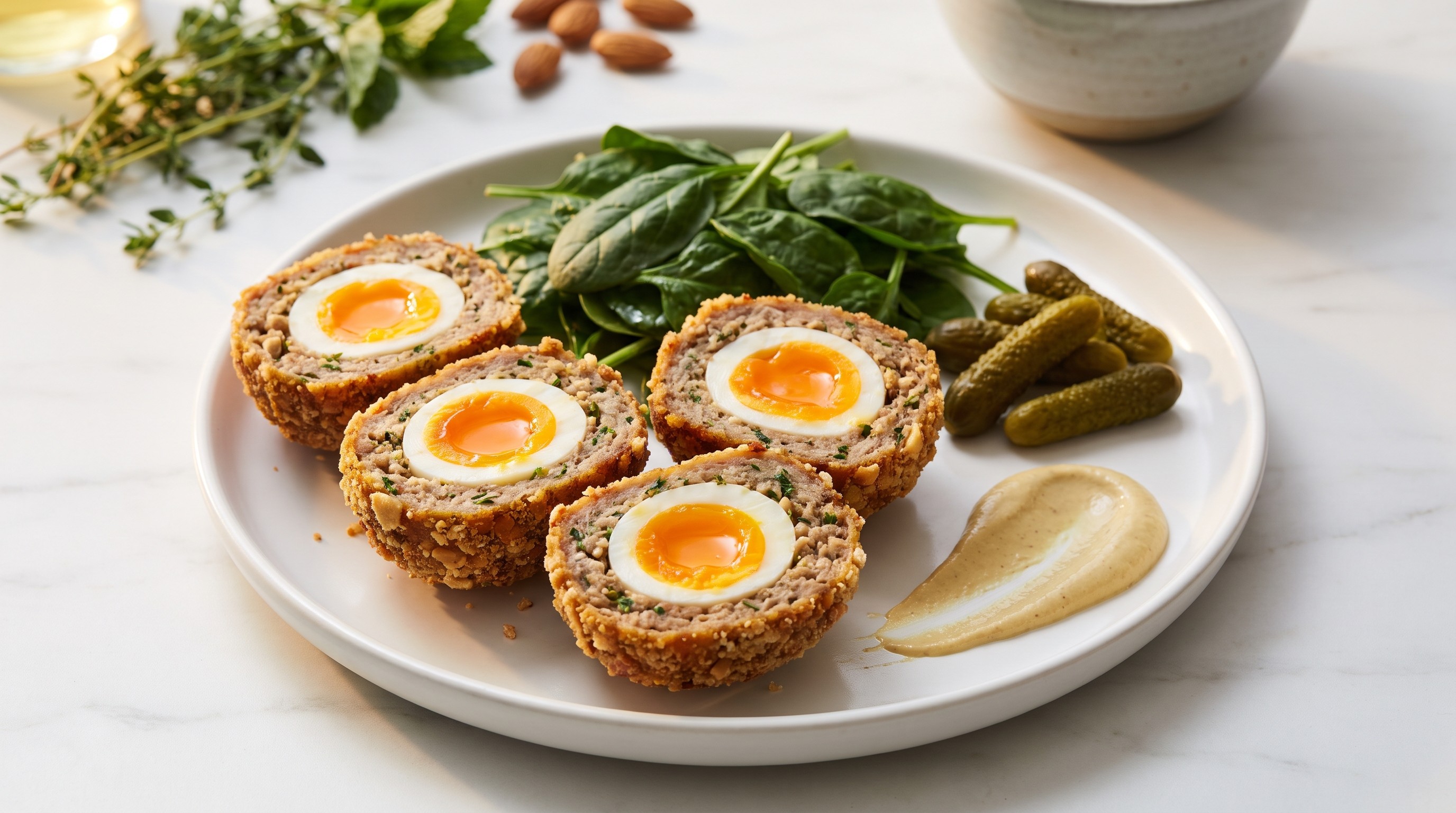 Low-GI Scotch Eggs with Almond Crumb - Low Glycemic Recipe