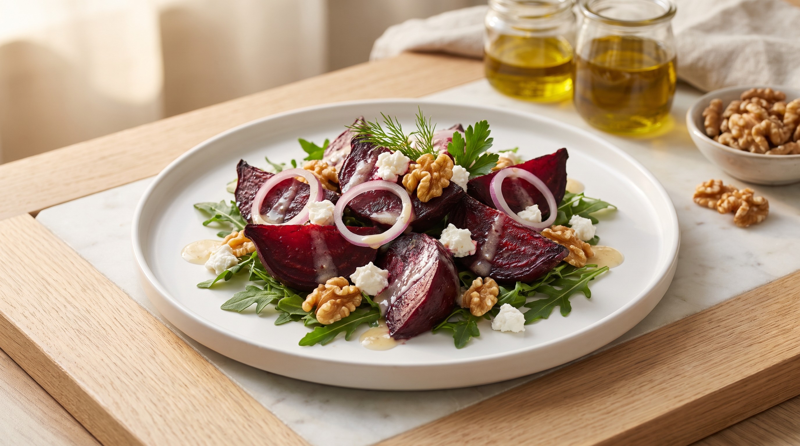Roasted Beetroot Salad with Horseradish Vinaigrette and Walnuts - Low Glycemic Recipe