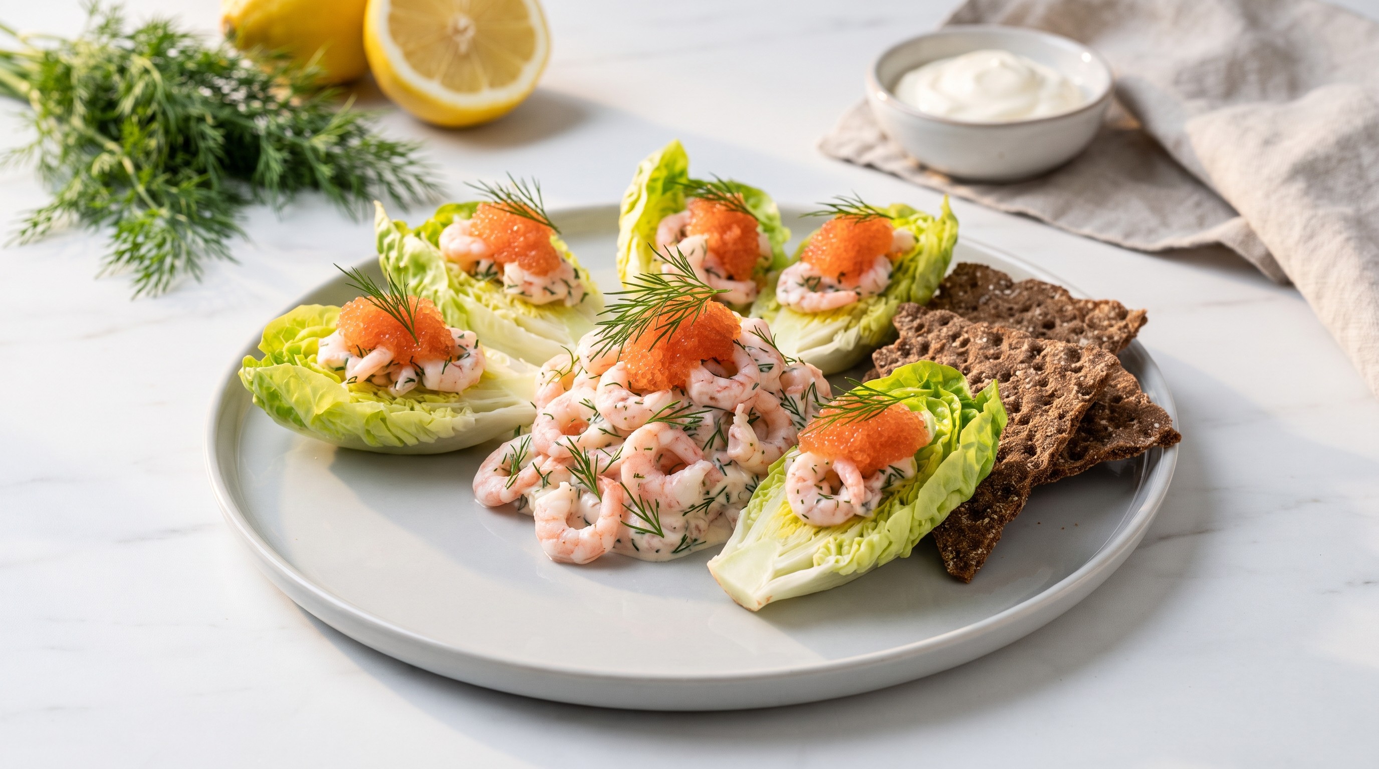 Skagenröra with Rye Crispbread and Little Gem Cups - Low Glycemic Recipe
